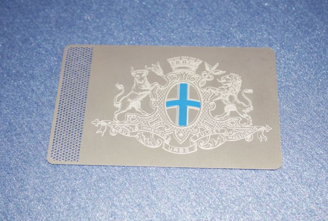 OM TV, carte métal pour un reporter de la chaîne (Marseille), Gravure de l'armoirie de la ville, 1 couleur d'impression et per